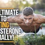 Man doing a push-up outdoors, promoting a guide to naturally boost testosterone and enhance vitality.