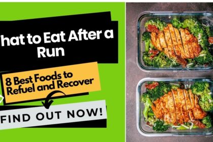 Thumbnail with the title "What to Eat After a Run" and "8 Best Foods to Refuel and Recover," alongside healthy meal prep in containers.