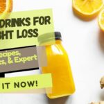 Thumbnail featuring 'Detox Drinks for Weight Loss' with a bottle of orange juice, ginger, and sliced oranges on a white background.