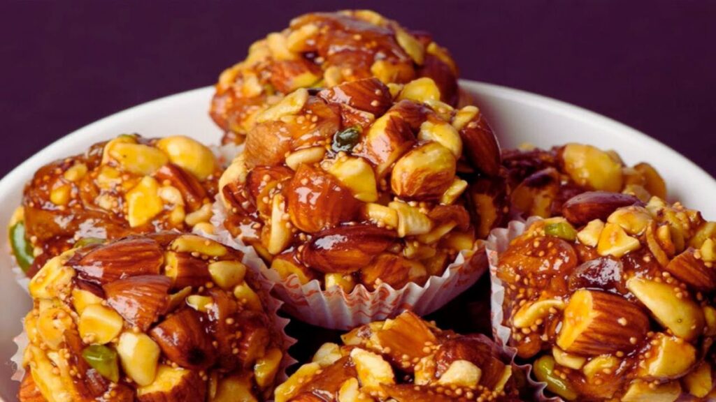 image of Homemade dry fruits ladoo made with nuts and seeds perfect for supporting  muscle and weight gain